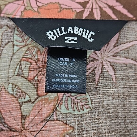 Billabong Hawaiian Shirt Women's S Brown Floral NEW Short Sleeve NWT MSRP $66 - Picture 7 of 16